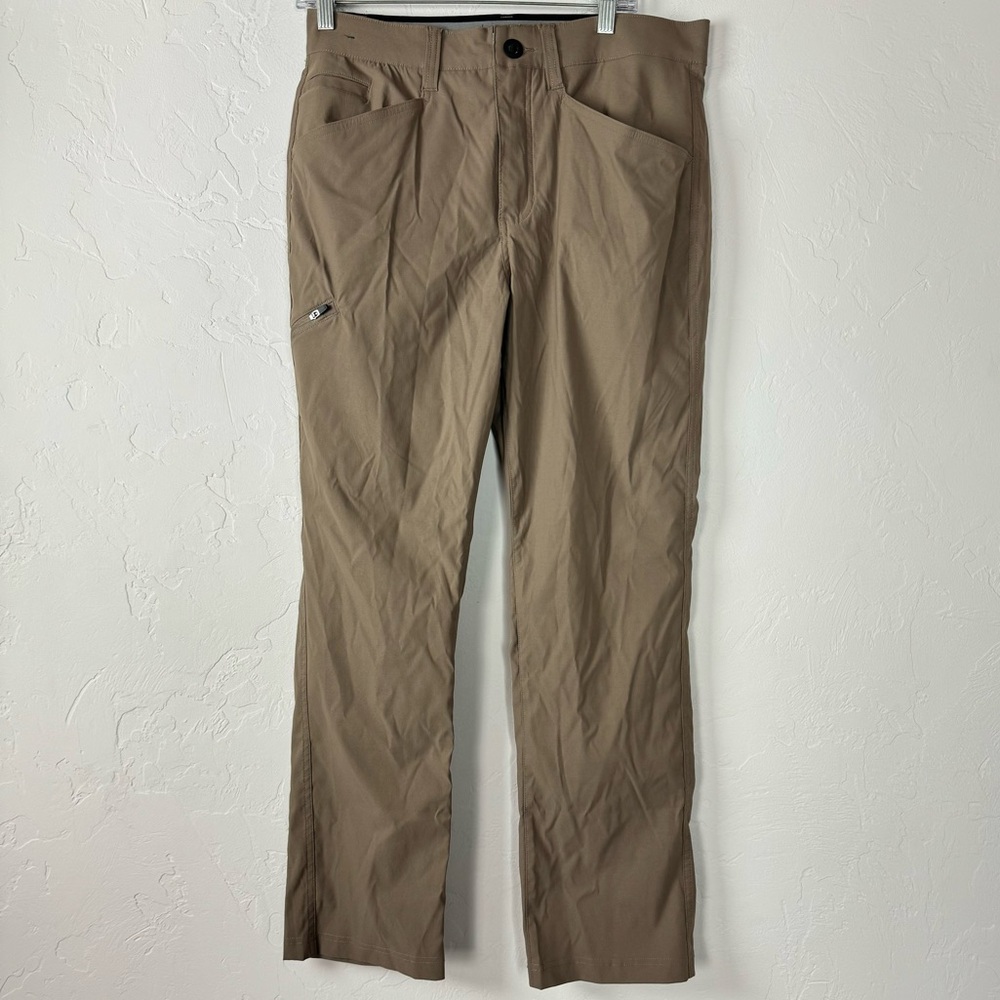 Orvis Dress Pants Water Resistant Tech Khaki Chino Solid Tan Beige Brown Outdoor